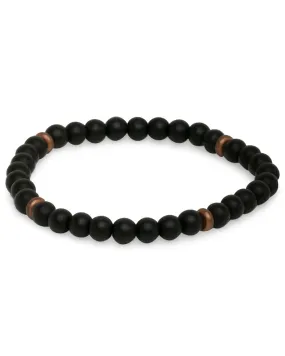 Matte Onyx and Rhodium Buddha Beaded Bracelet