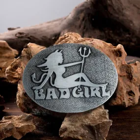 Men's DIY Bad Girl Good Girl Buckle Leather Belt