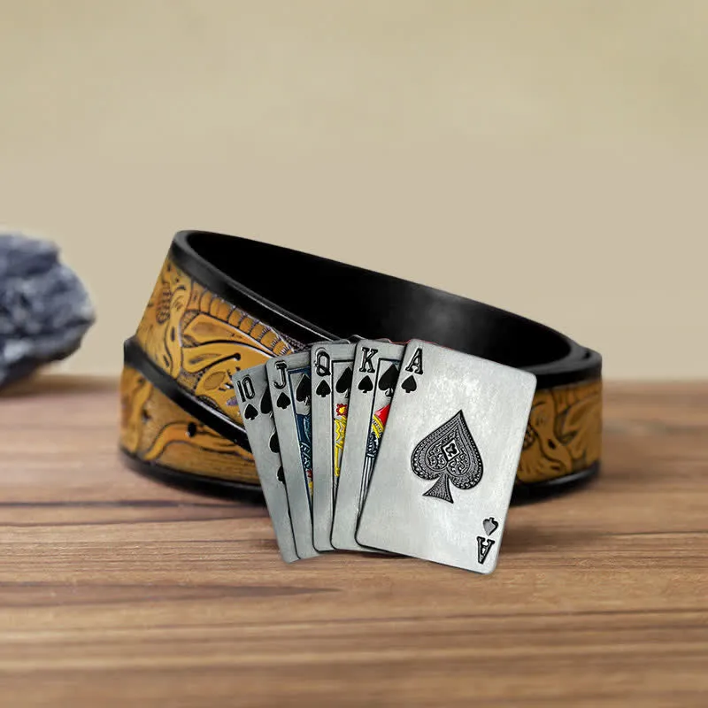Men's DIY Casino Game Poker Buckle Leather Belt