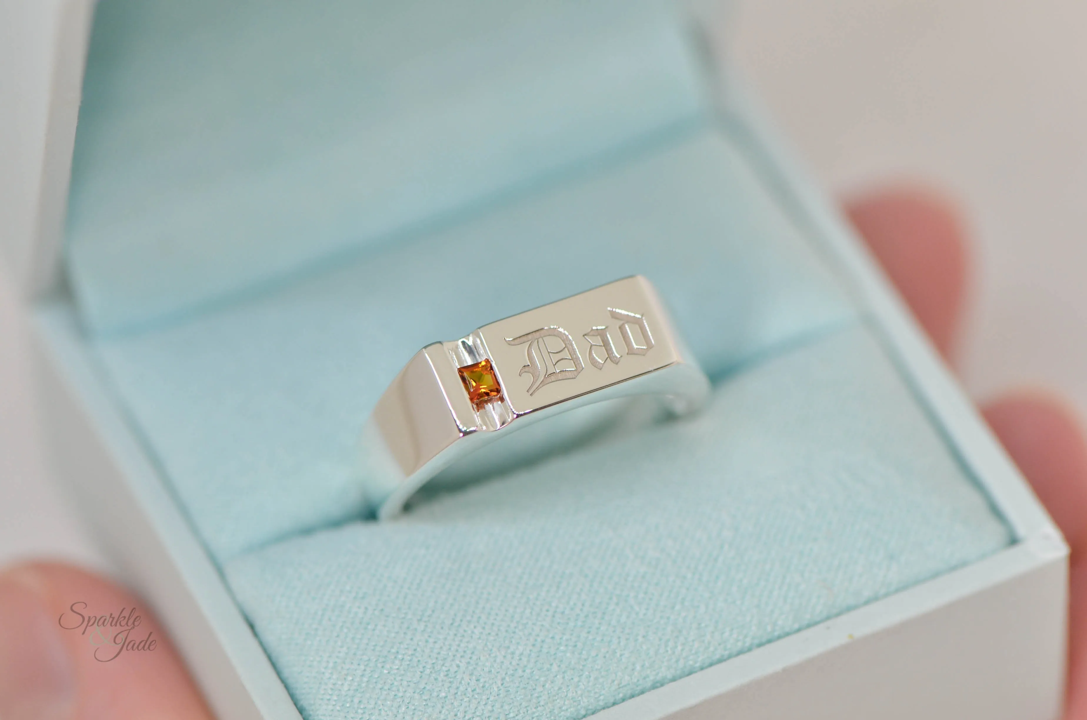 Men's Father's or Grandfather's Family Birthstone Signet Ring