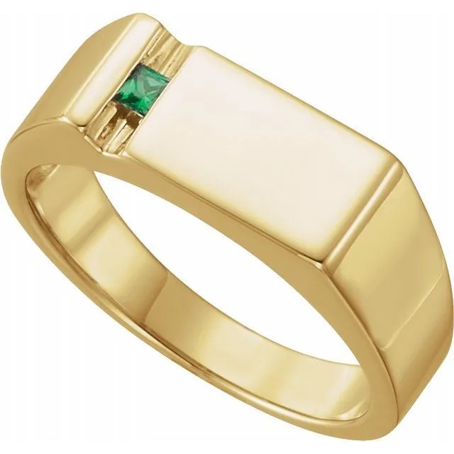 Men's Father's or Grandfather's Family Birthstone Signet Ring