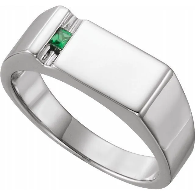 Men's Father's or Grandfather's Family Birthstone Signet Ring
