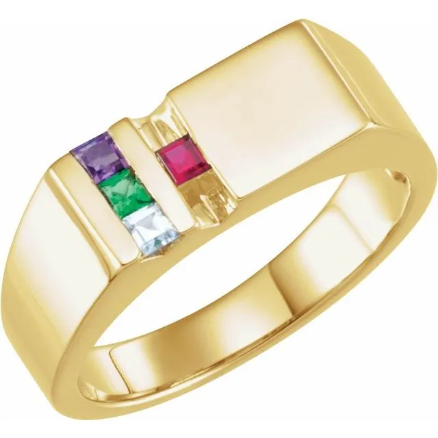 Men's Father's or Grandfather's Family Birthstone Signet Ring