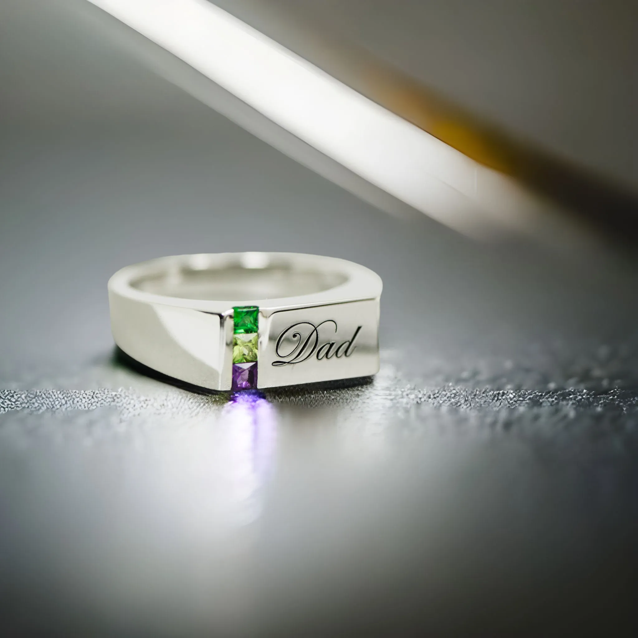 Men's Father's or Grandfather's Family Birthstone Signet Ring