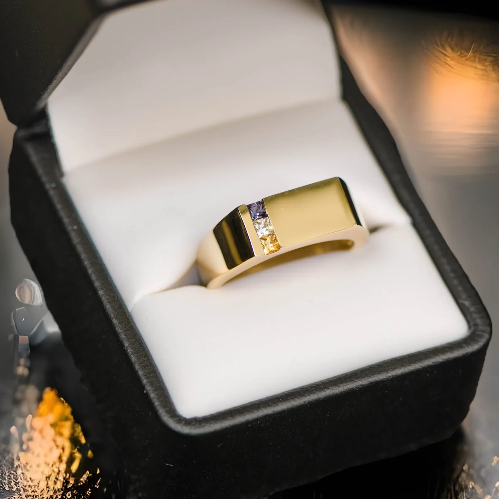 Men's Father's or Grandfather's Family Birthstone Signet Ring