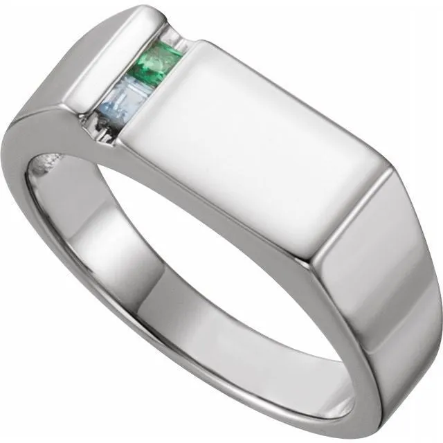 Men's Father's or Grandfather's Family Birthstone Signet Ring