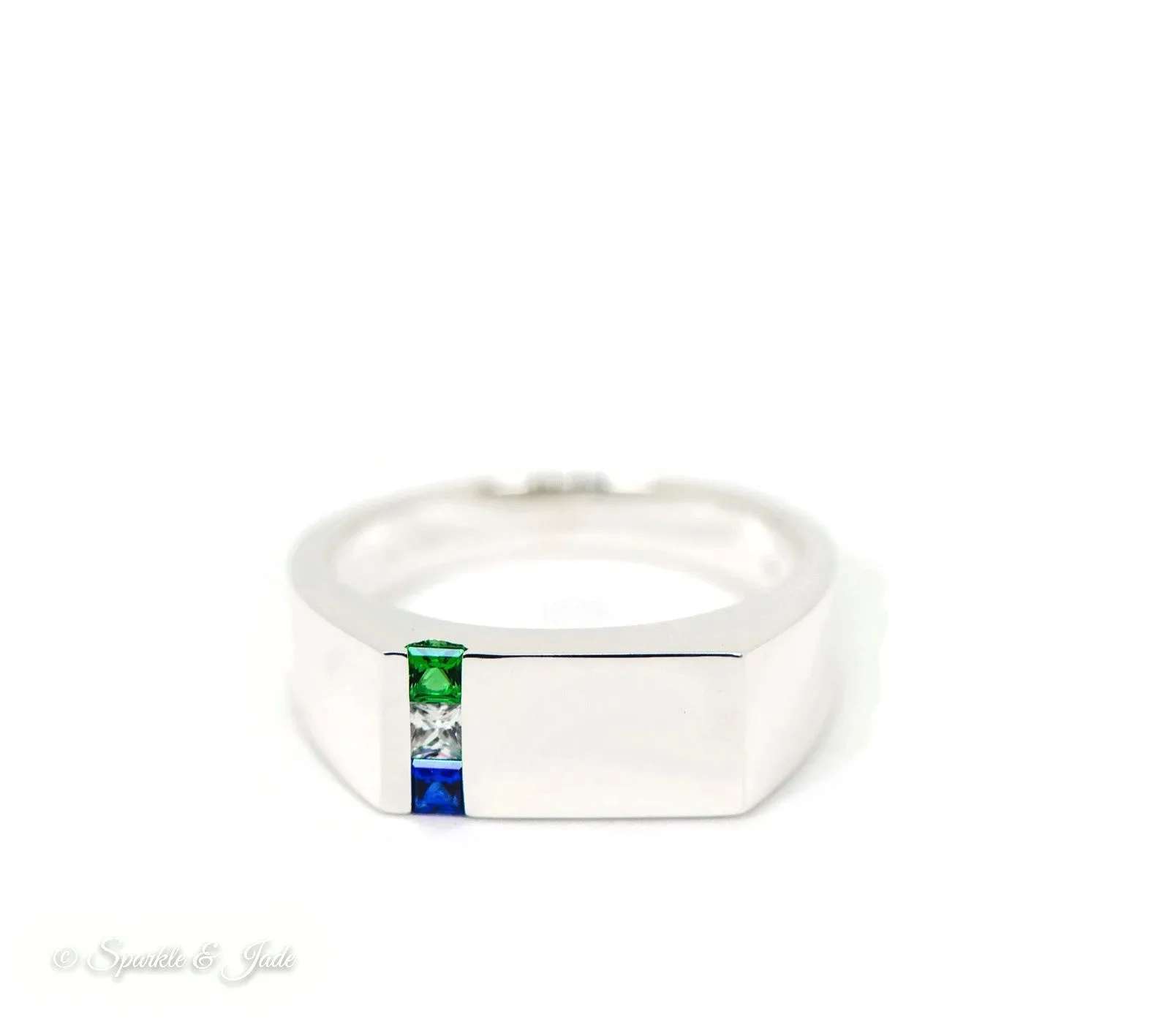 Men's Father's or Grandfather's Family Birthstone Signet Ring