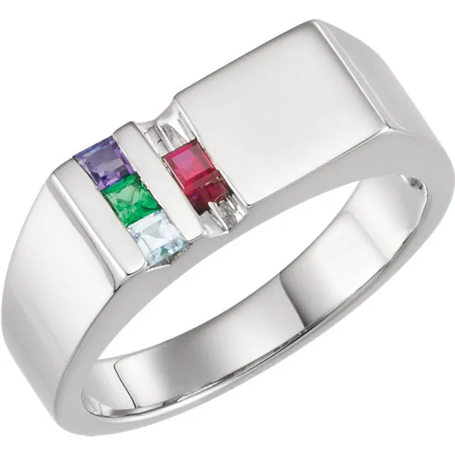 Men's Father's or Grandfather's Family Birthstone Signet Ring