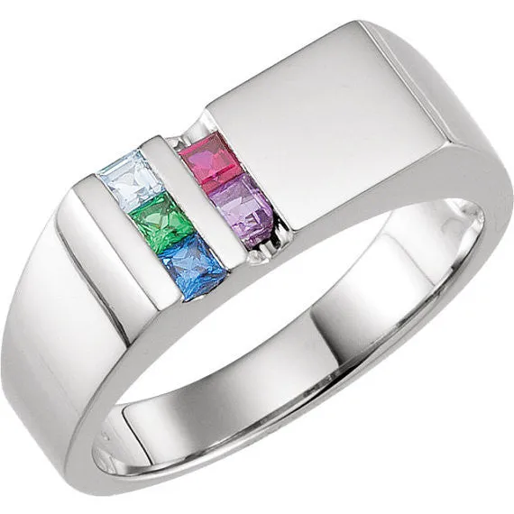 Men's Father's or Grandfather's Family Birthstone Signet Ring