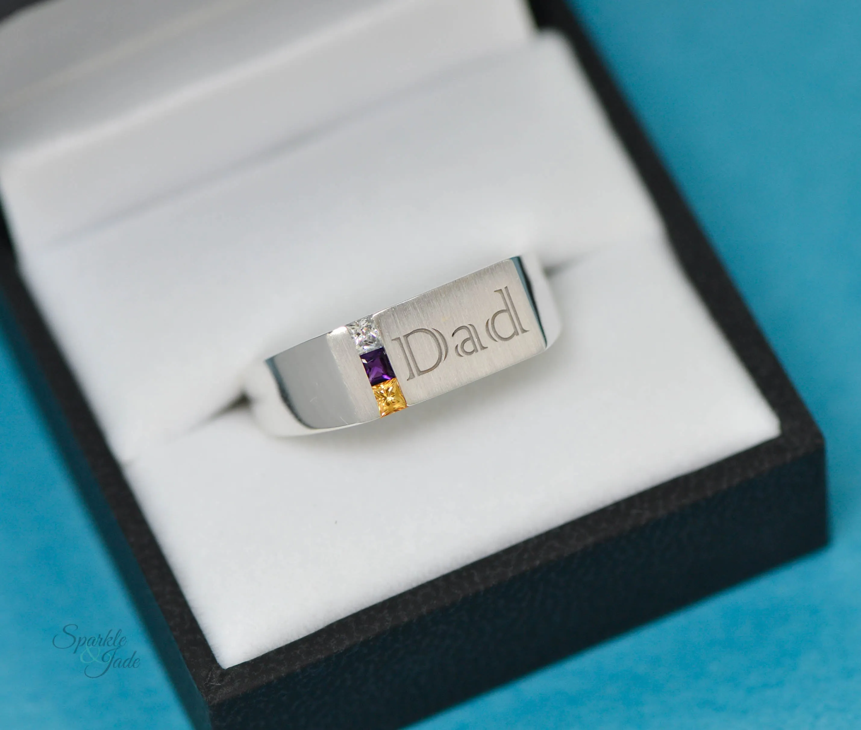 Men's Father's or Grandfather's Family Birthstone Signet Ring