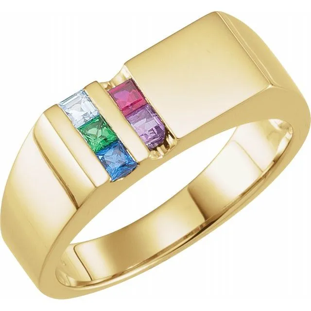 Men's Father's or Grandfather's Family Birthstone Signet Ring