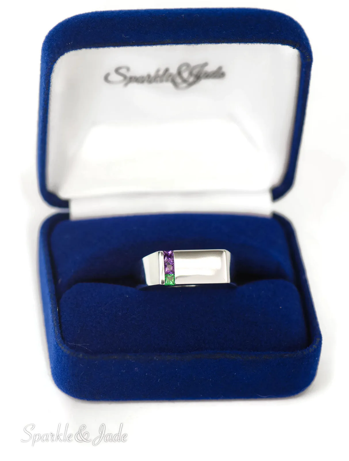 Men's Father's or Grandfather's Family Birthstone Signet Ring