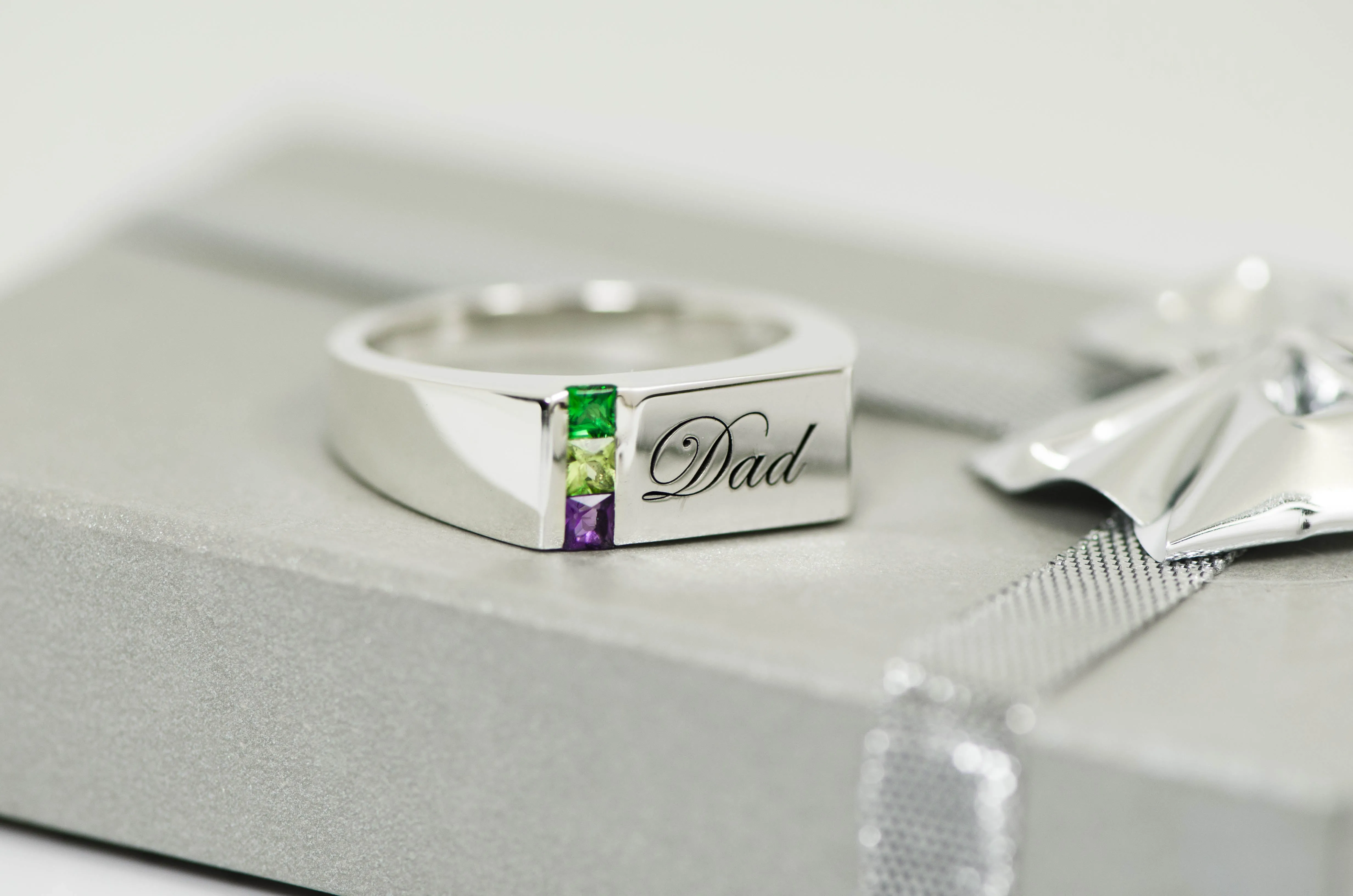 Men's Father's or Grandfather's Family Birthstone Signet Ring
