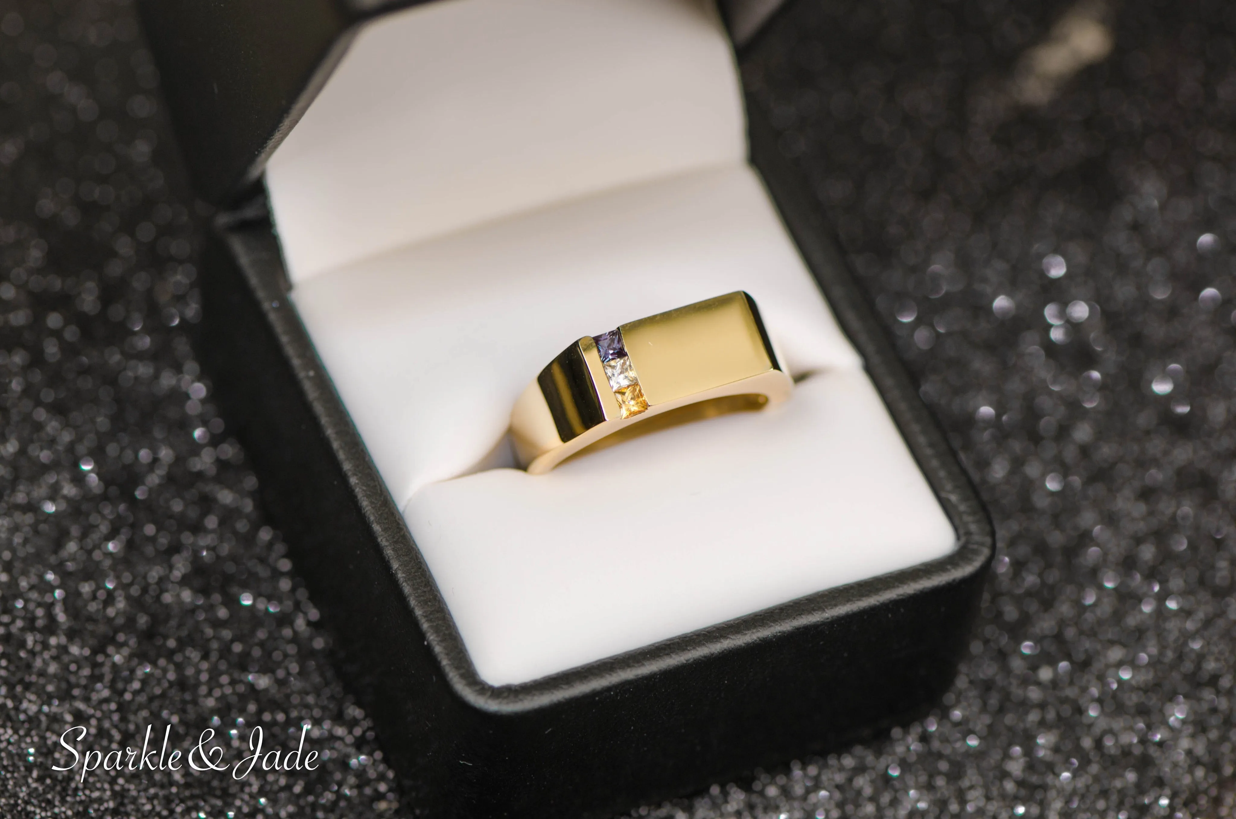 Men's Father's or Grandfather's Family Birthstone Signet Ring