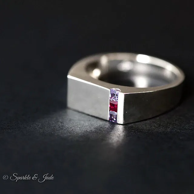 Men's Father's or Grandfather's Family Birthstone Signet Ring