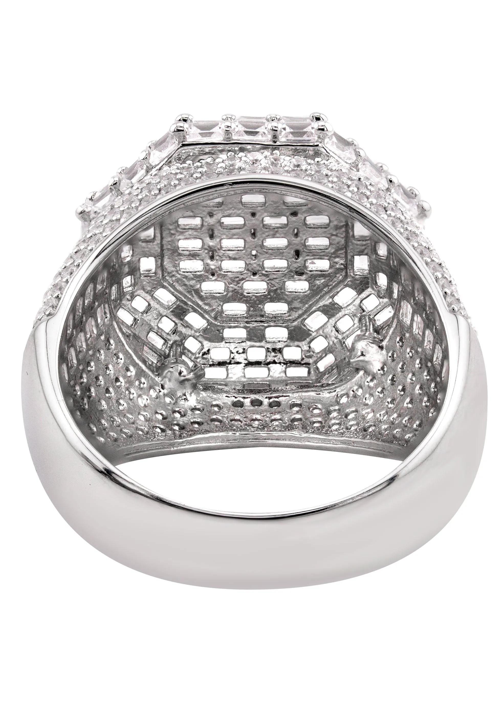 Mens Silver CZ Signet Ring | Appx 10.6 Grams
