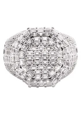 Mens Silver CZ Signet Ring | Appx 10.6 Grams