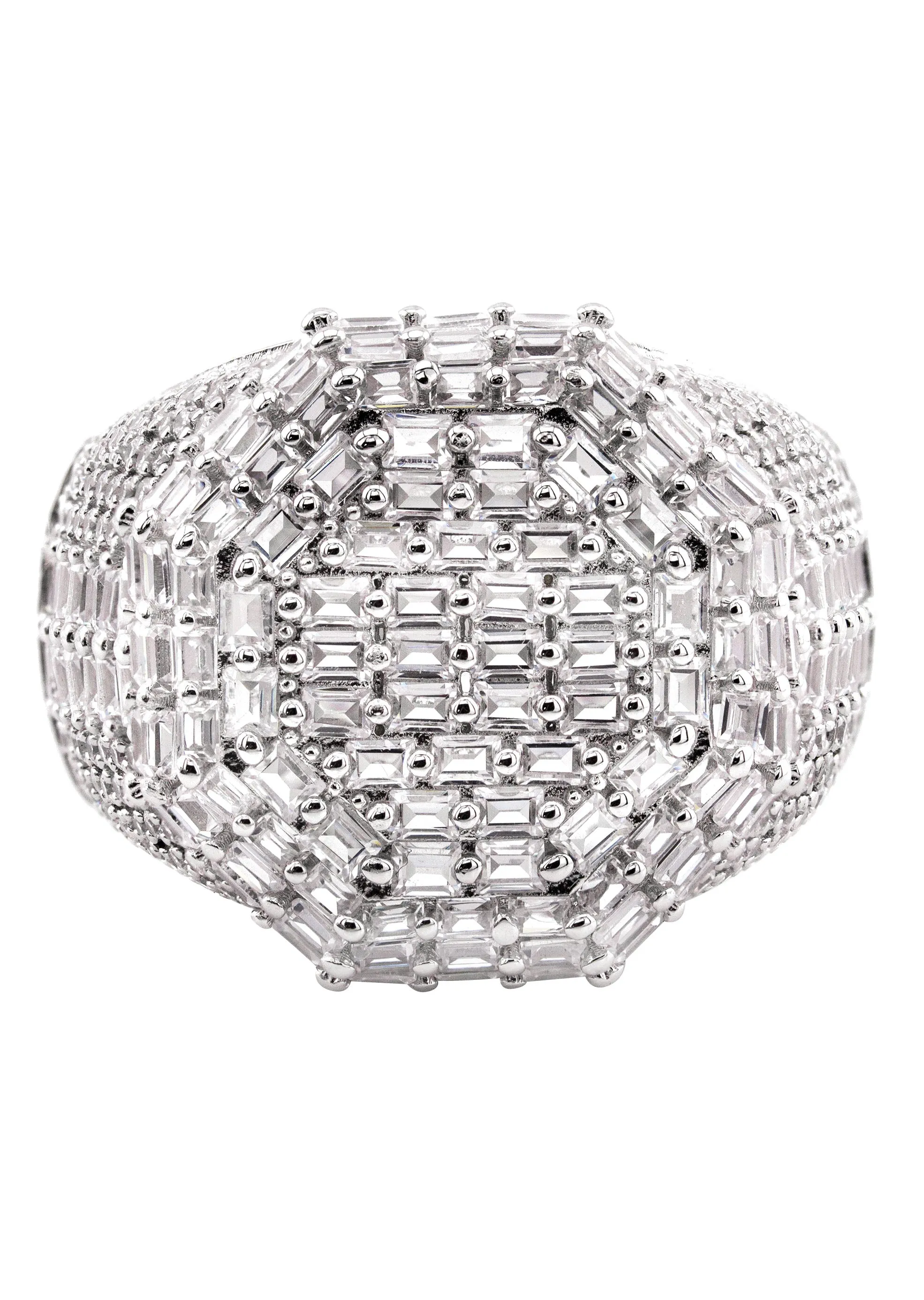 Mens Silver CZ Signet Ring | Appx 10.6 Grams