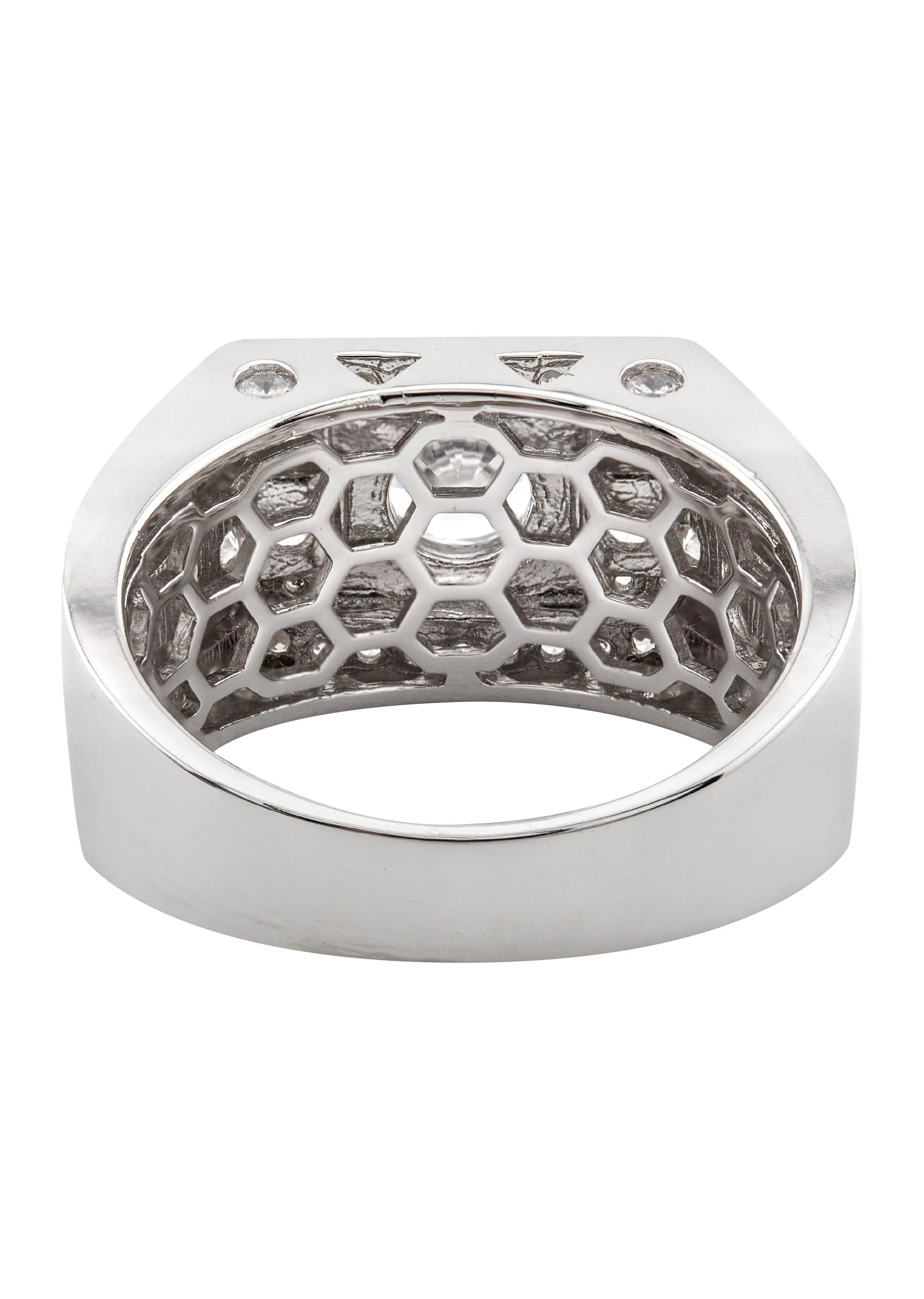 Mens Silver CZ Signet Ring | Appx 9 Grams