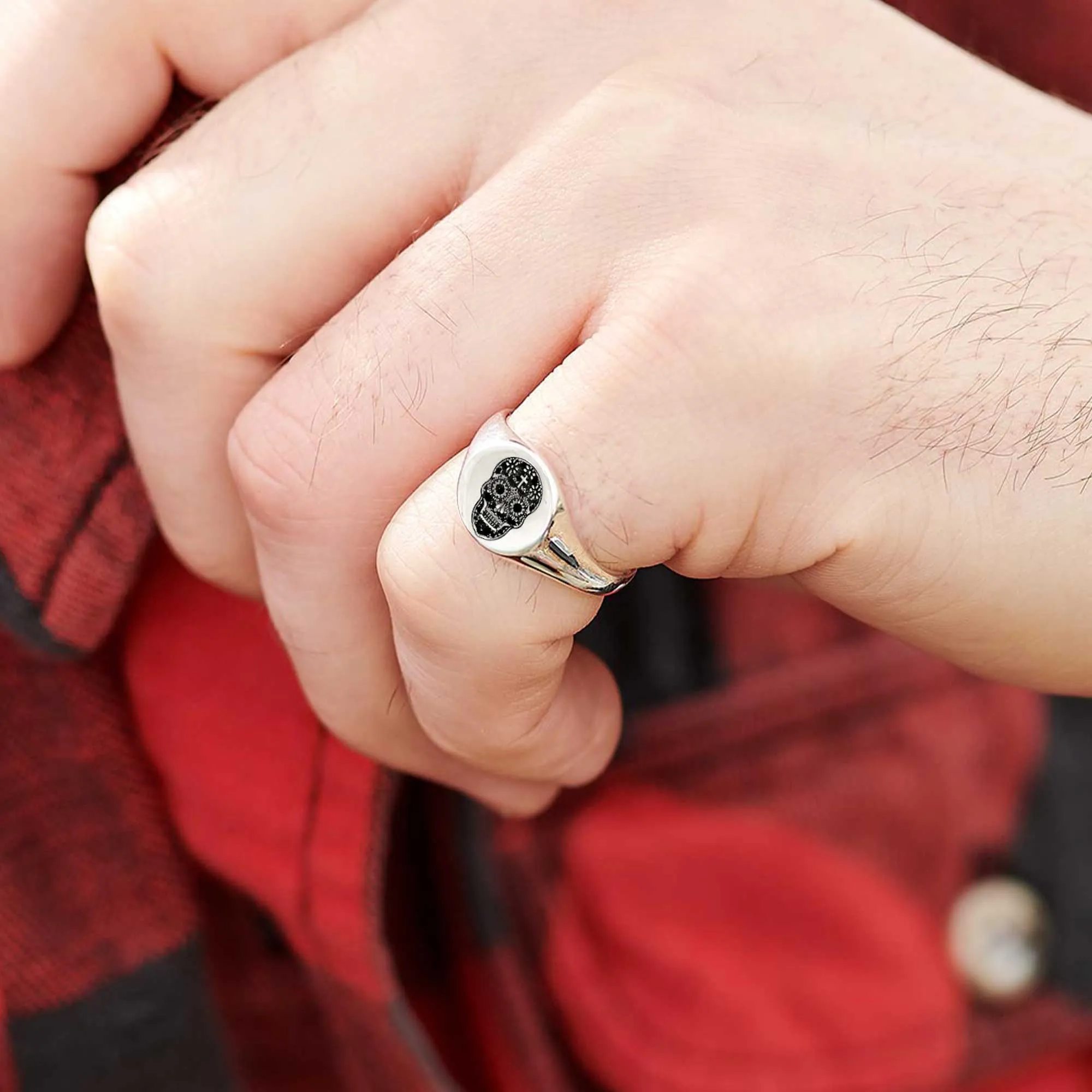 Mexican Sugar Skull Signet Ring