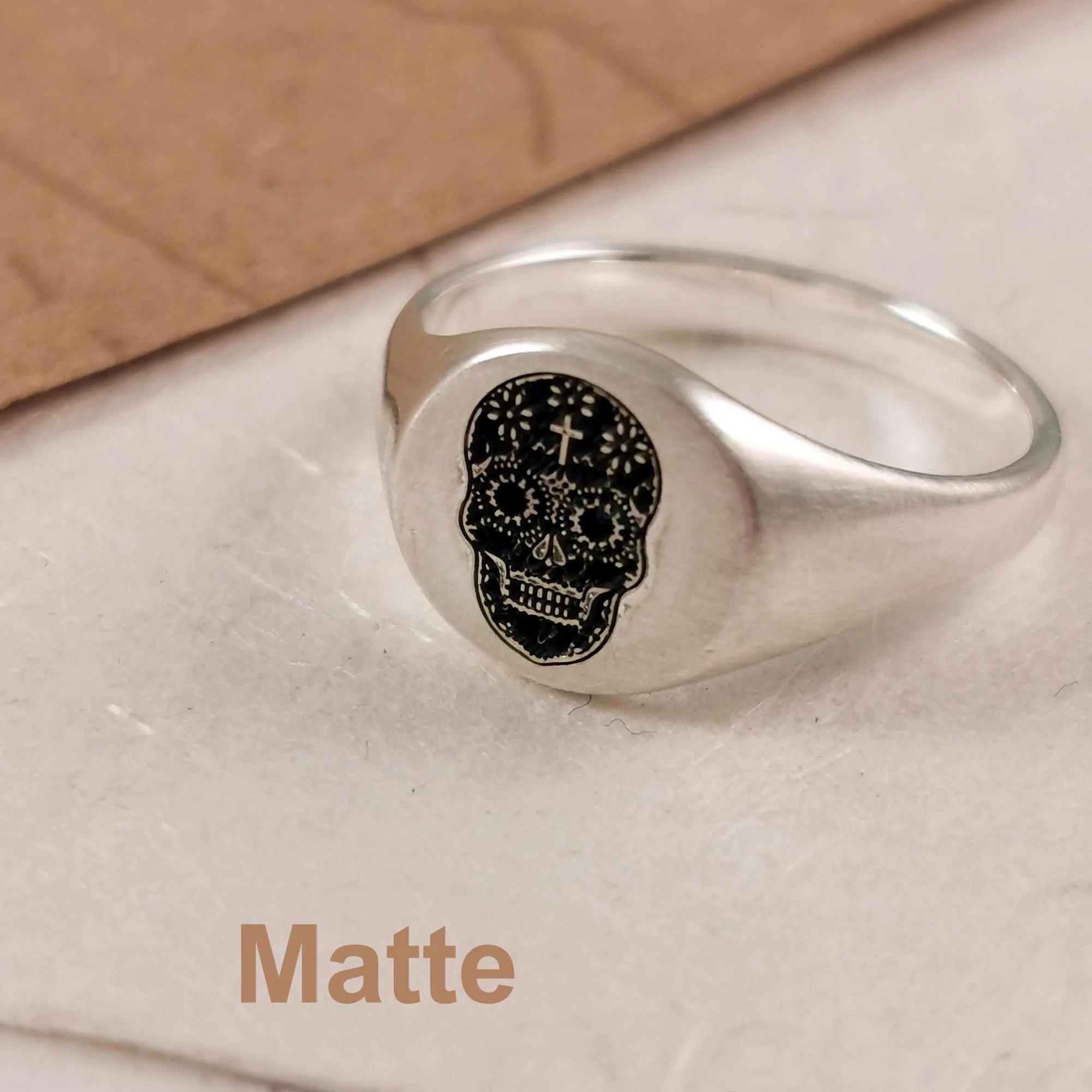 Mexican Sugar Skull Signet Ring