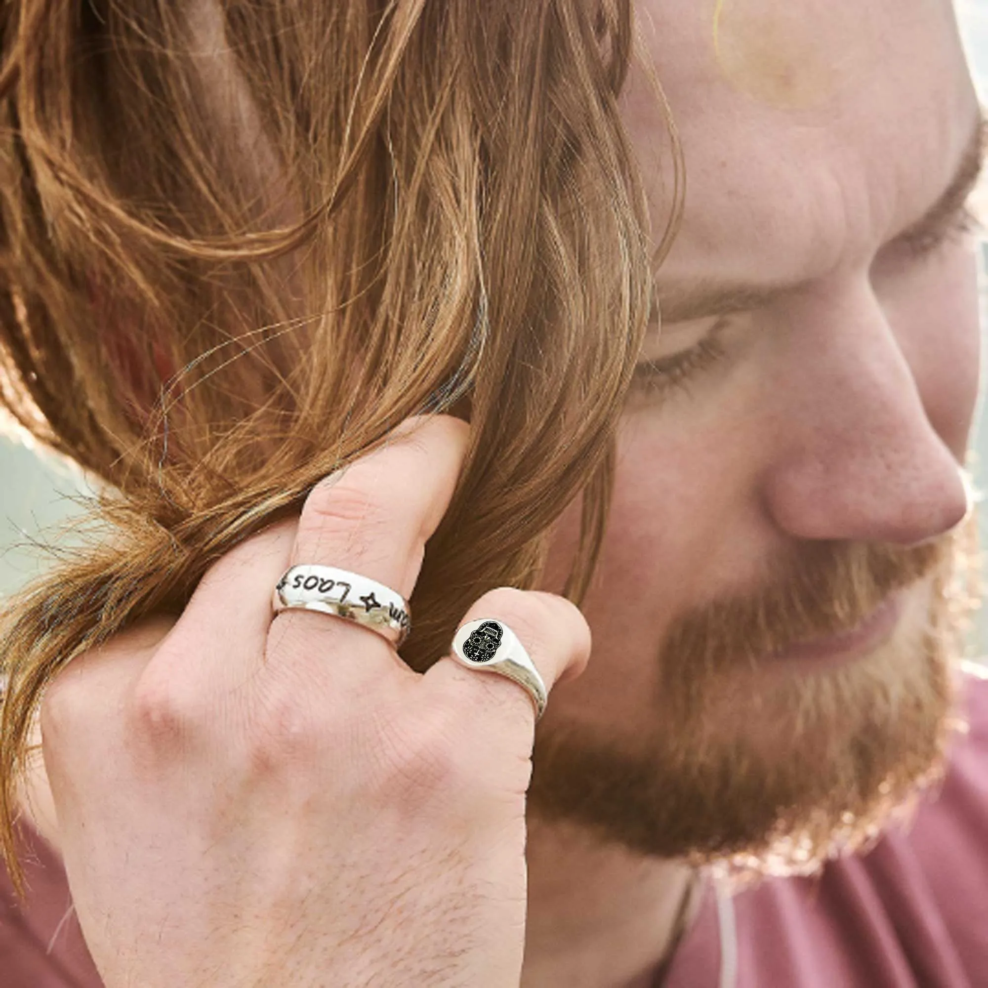 Mexican Sugar Skull Signet Ring