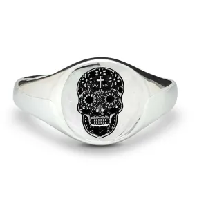 Mexican Sugar Skull Signet Ring