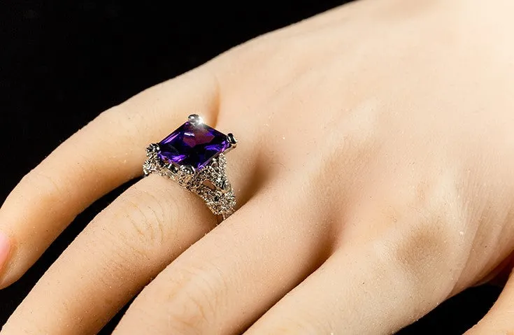 Mina Vintage Amethyst Radiant Cut Cocktail Ring | 7.2ct