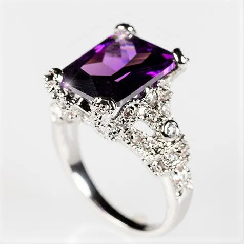 Mina Vintage Amethyst Radiant Cut Cocktail Ring | 7.2ct