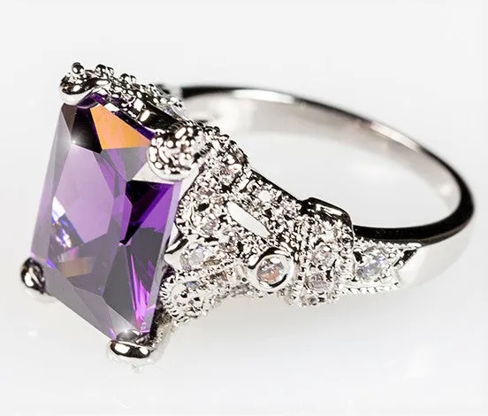 Mina Vintage Amethyst Radiant Cut Cocktail Ring | 7.2ct