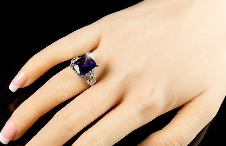 Mina Vintage Amethyst Radiant Cut Cocktail Ring | 7.2ct