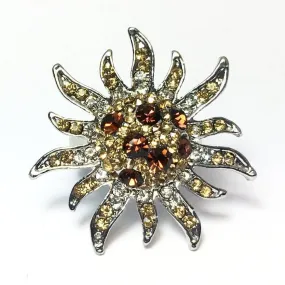 Mocha Starburst Adjustable Stainless Steel Cocktail Ring