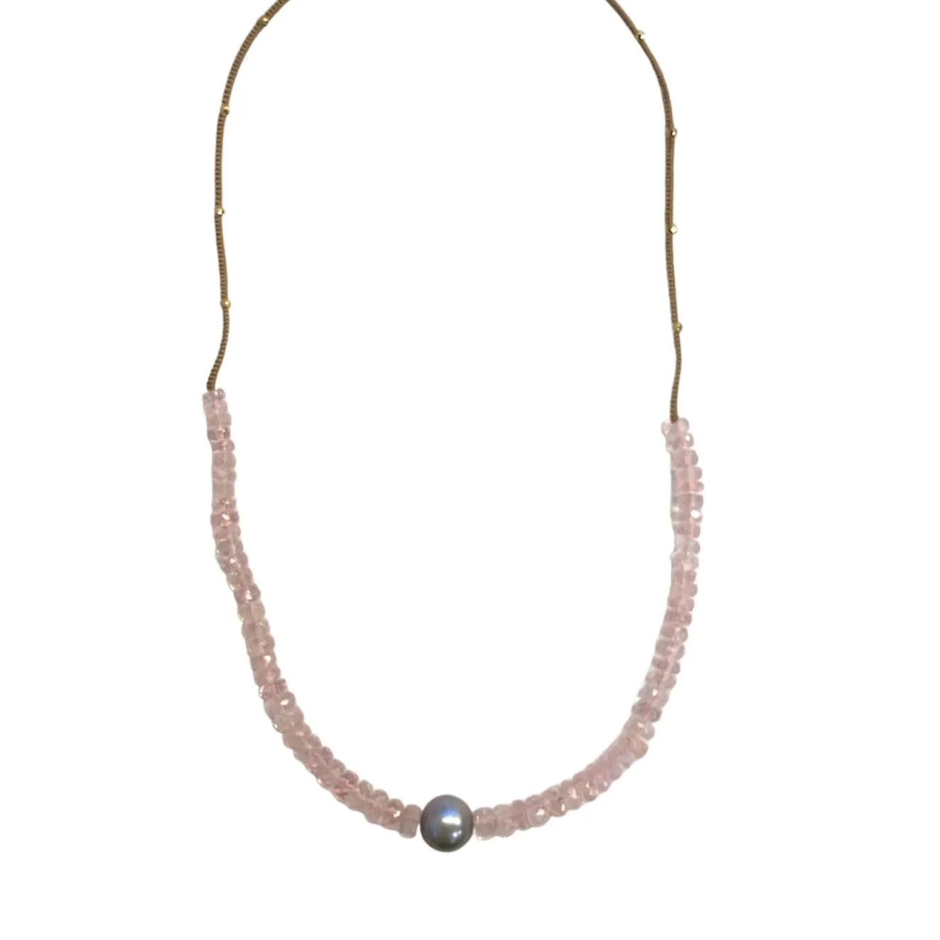 Morganite & Silver Pearl Necklace