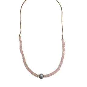 Morganite & Silver Pearl Necklace
