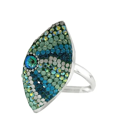 Mosaic Crystal Cocktail Ring, Almond