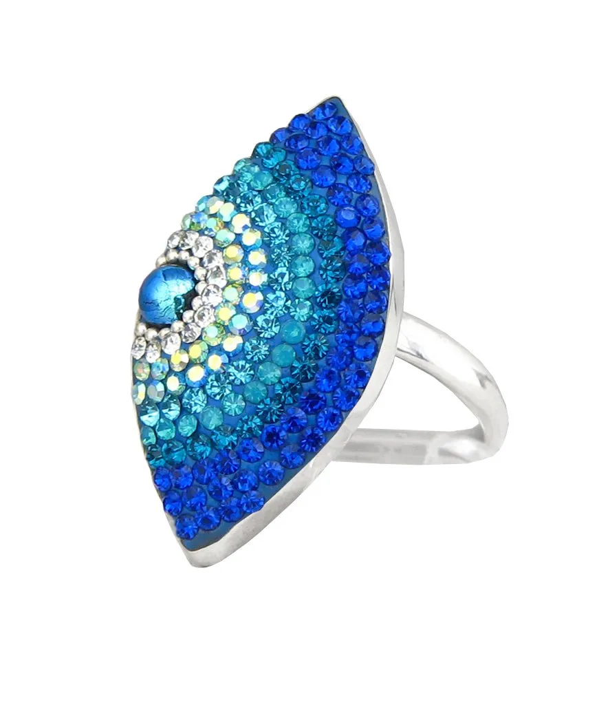 Mosaic Crystal Cocktail Ring, Almond