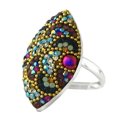 Mosaic Crystal Cocktail Ring, Almond