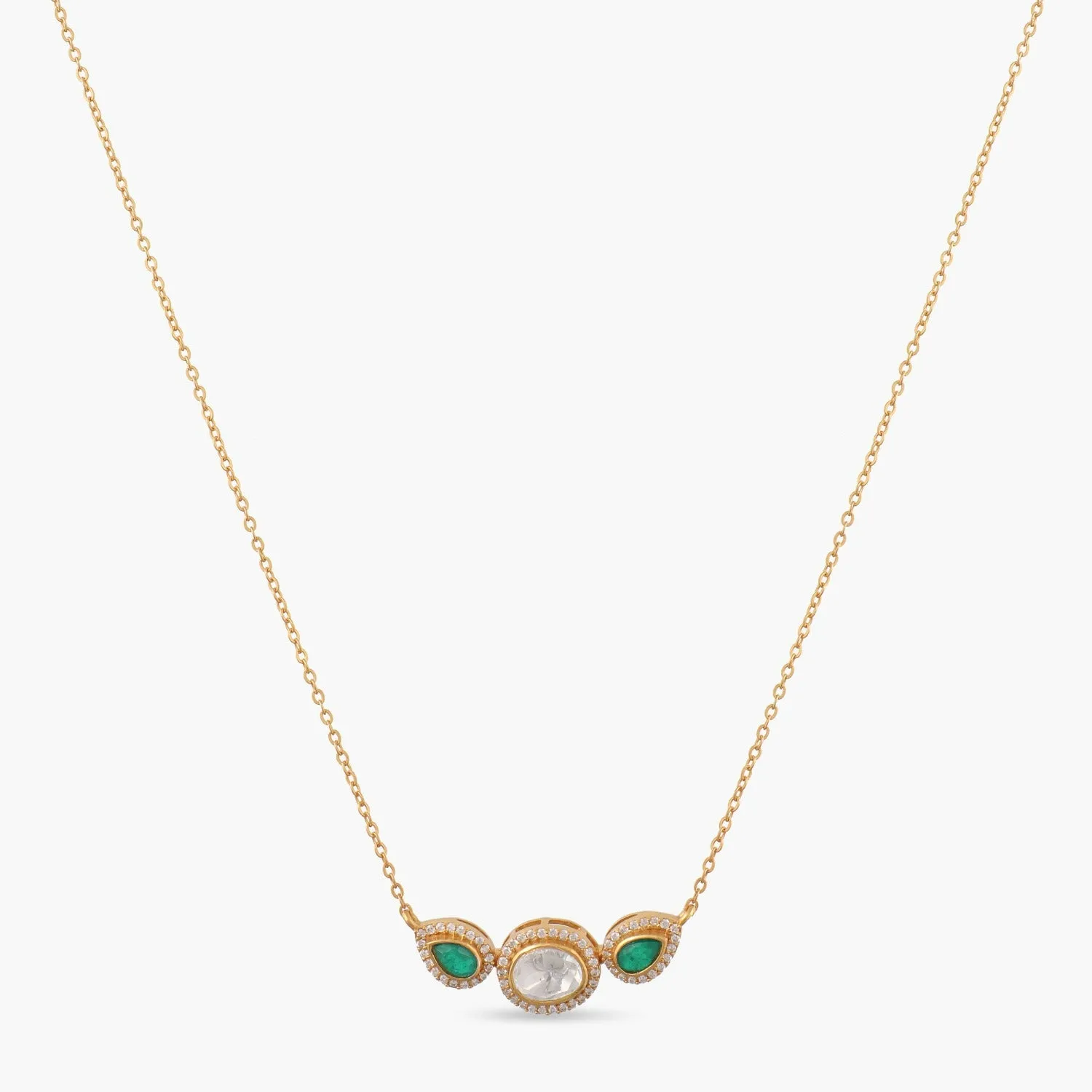 Mystic Green Moissanite Silver Necklace