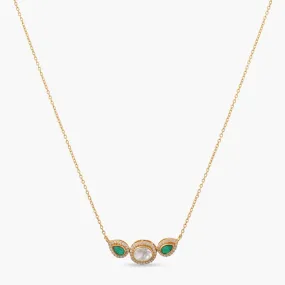 Mystic Green Moissanite Silver Necklace