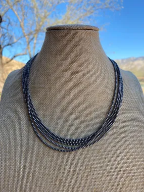 Native Jewelry -2mm Sterling Silver  Pearl Beaded 24” Necklace