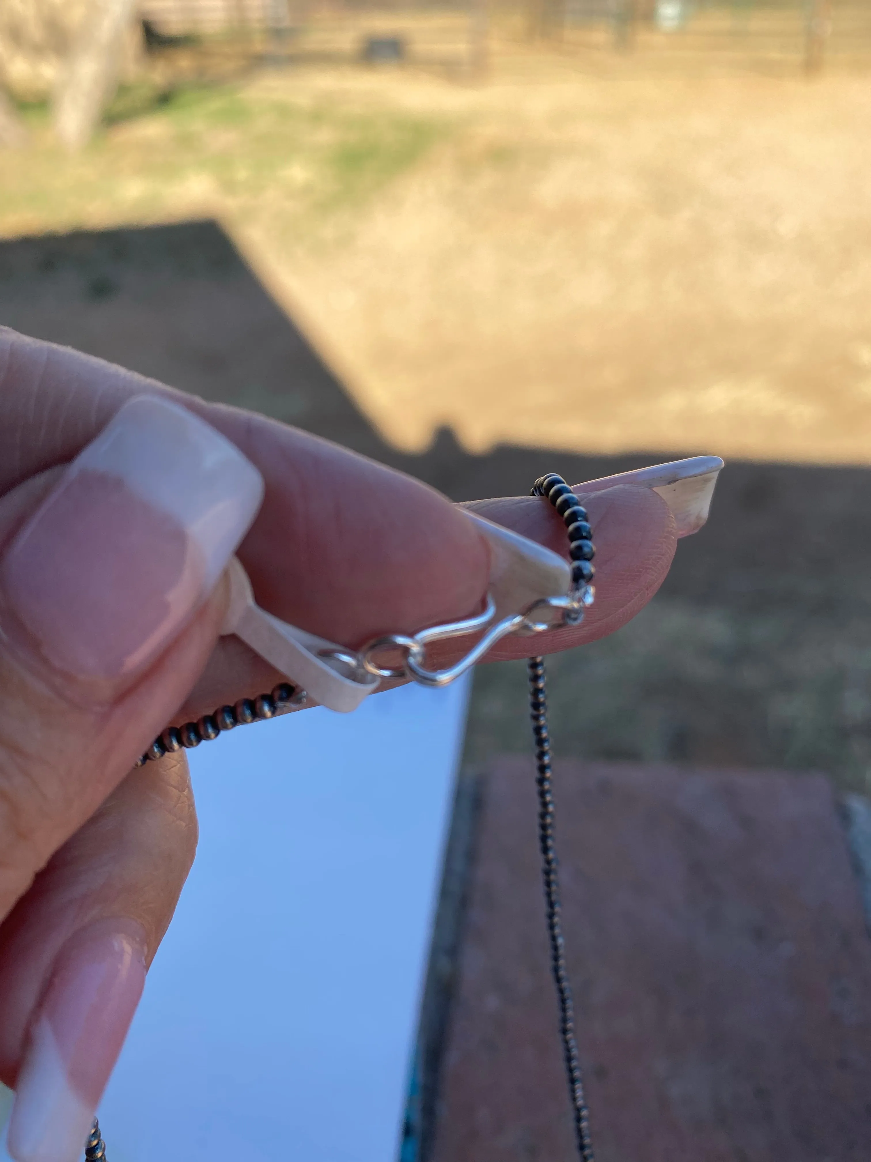 Native Jewelry -2mm Sterling Silver  Pearl Beaded 24” Necklace