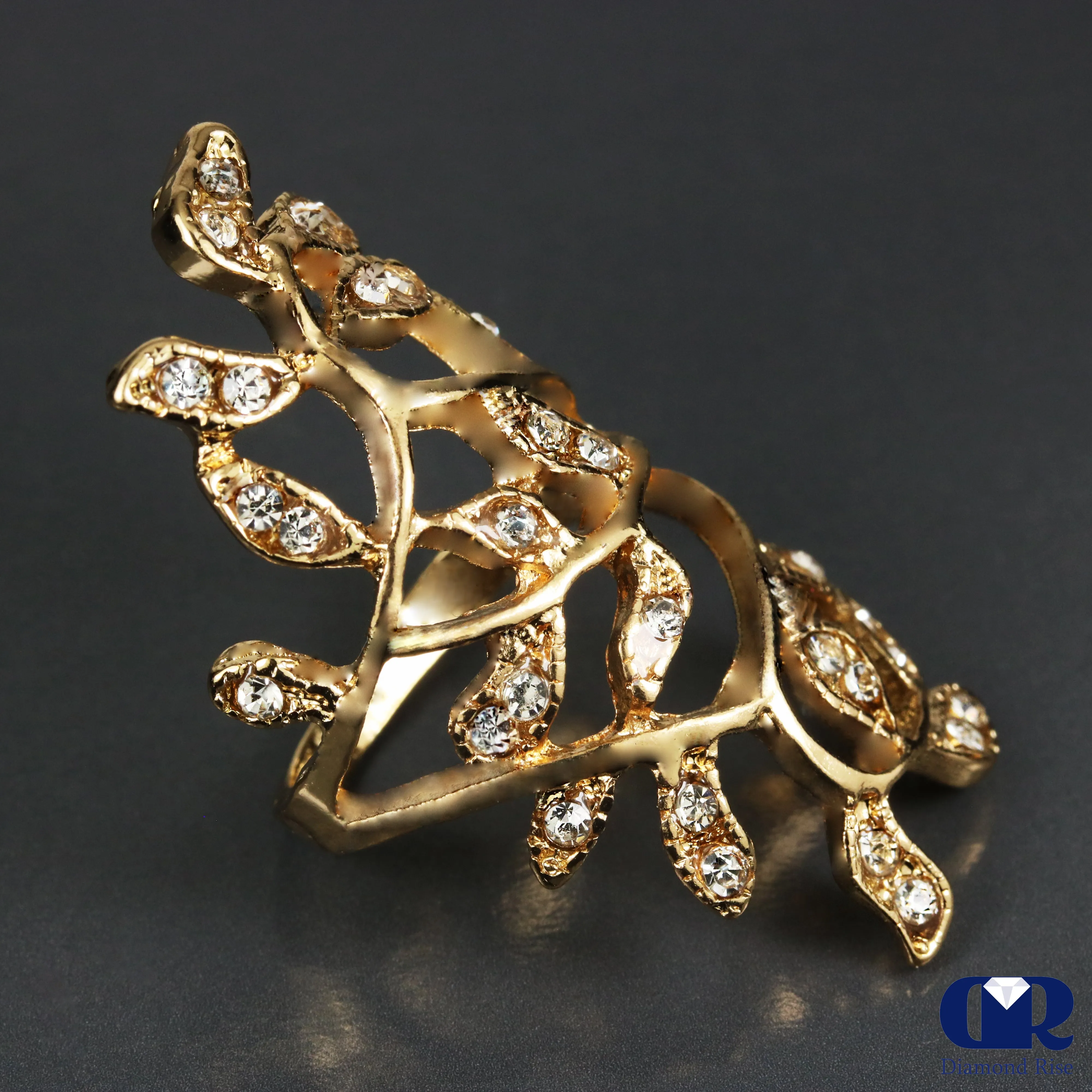 Natural 0.65 Carat Diamond Cocktail Ring In 14K Gold