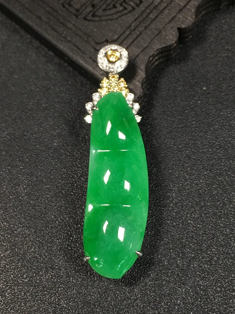 Natural Jade Pendant Jadeite Gold Pendant PT336