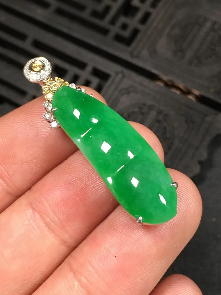 Natural Jade Pendant Jadeite Gold Pendant PT336