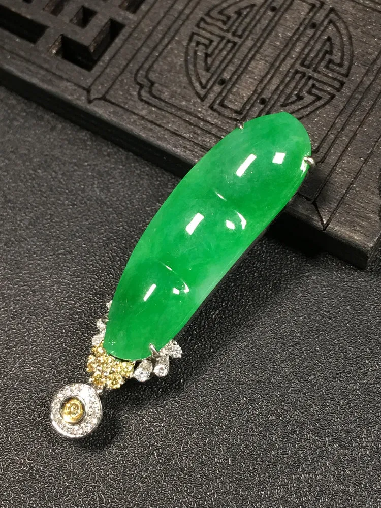 Natural Jade Pendant Jadeite Gold Pendant PT336