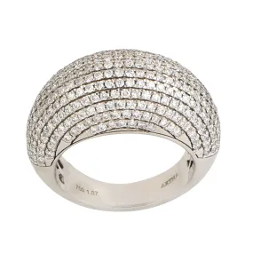 Natural Pave Diamond Dome Ring In 18k White Gold For Gift