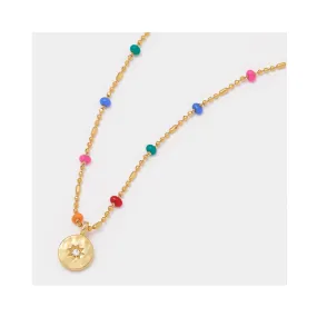Necklace Beaded CZ Pendent Gold Plated