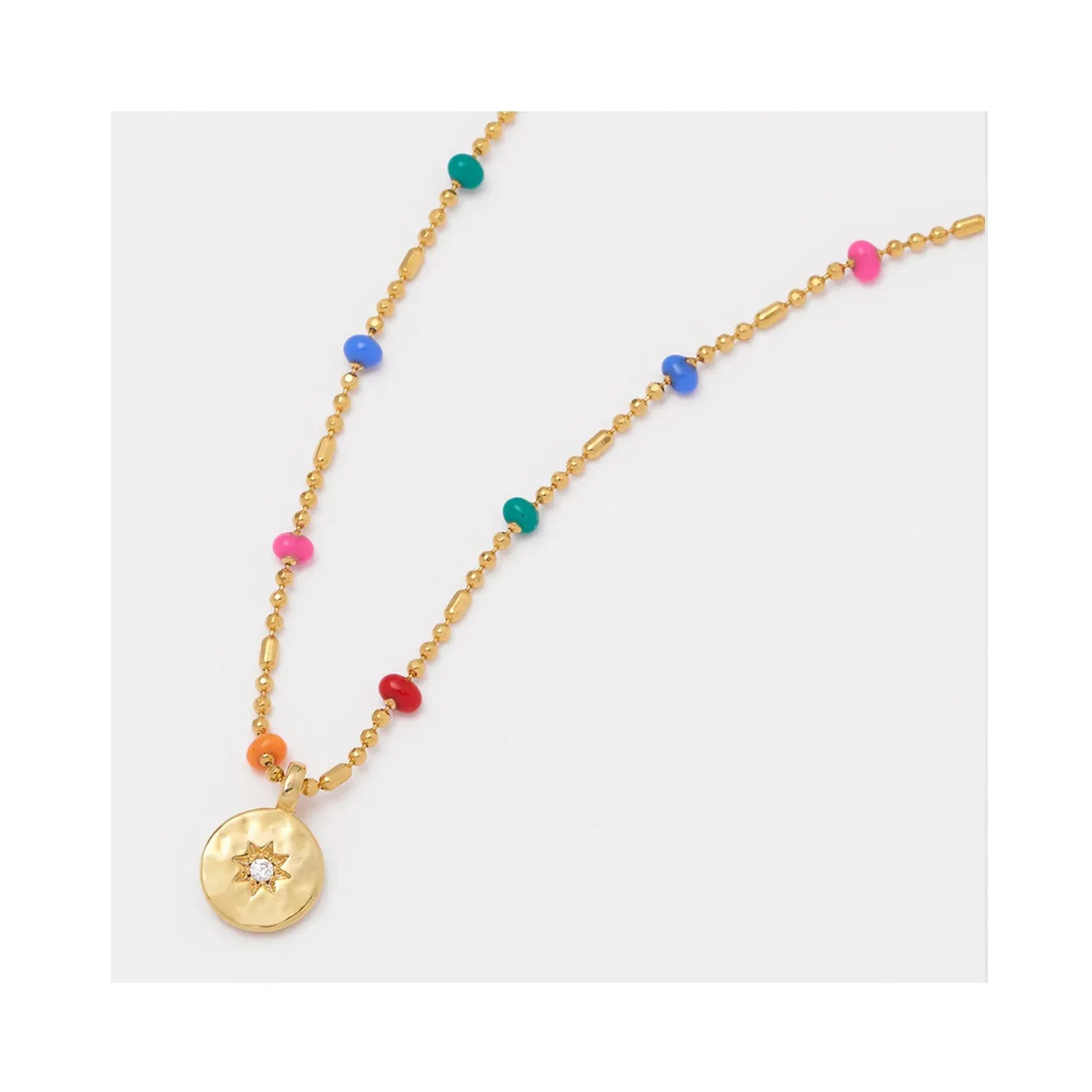 Necklace Beaded CZ Pendent Gold Plated