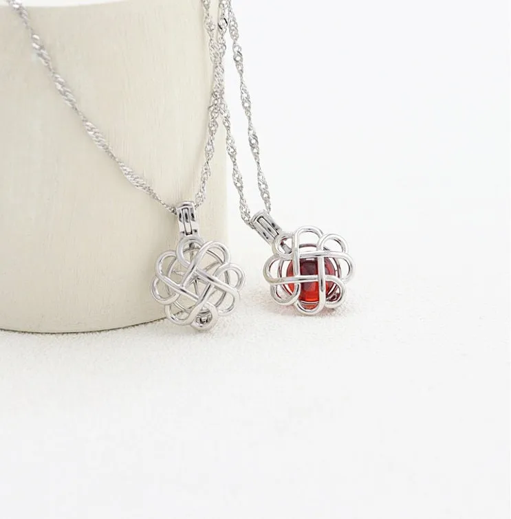 Necklace Pendant Blank Setting Flower Charm 20mm Sterling Silver White Gold Fine 925 For One Pearl Prong DIY Jewelry Finding Wholesale 1pc