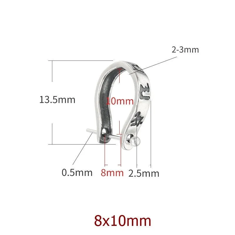 Necklace Pendant Blank Setting Pinch Bail 3-8mm Sterling Silver Fine 925 For Smooth Donut Bead DIY Jewelry Finding Wholesale 1pc
